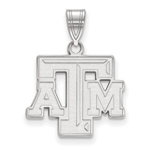 10k White Gold Texas A&M U. Medium Fancy 'TAM' Pendant